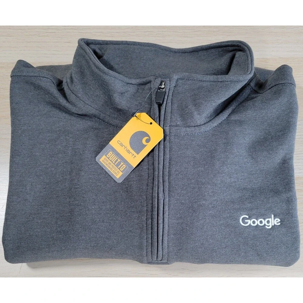 Carhartt Sweatshirt Mens 2XL Loose Midweight 1/4 Zip Mock-Neck Gray Google NWT - Picture 1 of 12